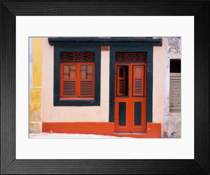 Framed Print : BRAZIL, NEAR RECIFE, OLINDA, STREET SCENE, DOOR AND WINDOW Framed Print : BRAZIL, NEAR RECIFE, OLINDA, STREET SCENE, DOOR AND WINDOW