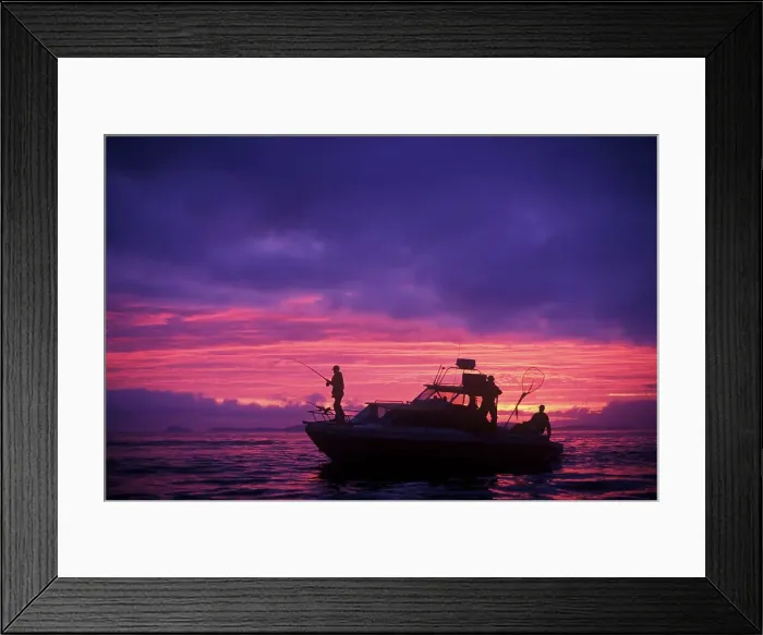 Framed Print : Salmon Fishing at sunset, Vancouver, British Columbia, Canada