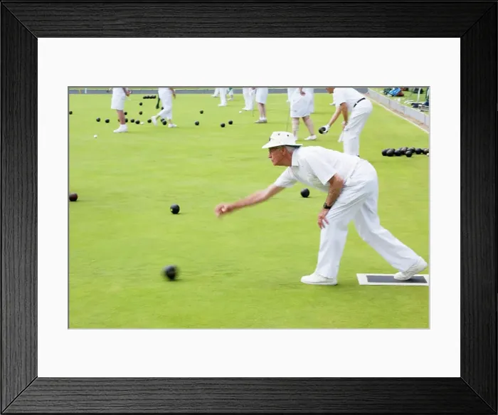 Framed Print : senior citizens lawn bowling, Calgary, Alberta, Canada