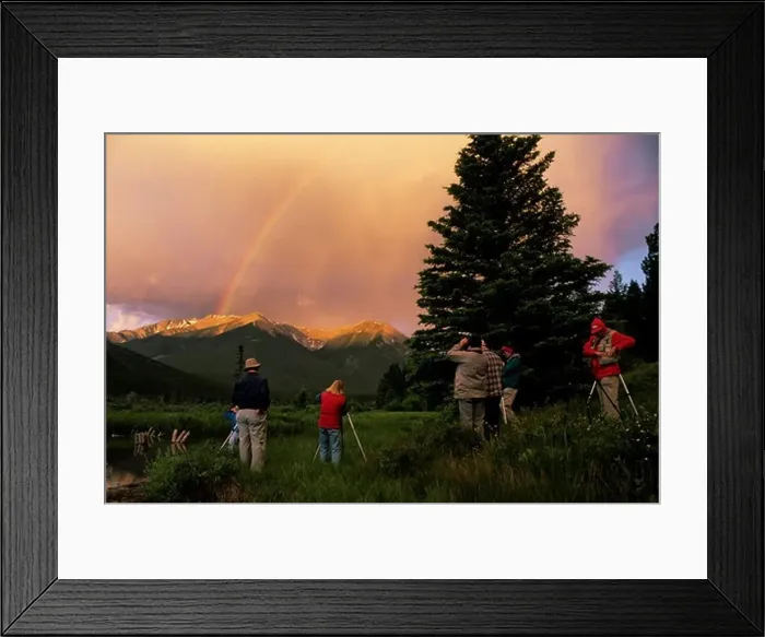 Framed Print : CANADA, ALBERTA, ROCKY MOUNTAINS, BANFF NATIONAL PARK, VERMILION LAKES, PEOPLE PHOTOGRAPHING RAINBOW Framed Print : CANADA, ALBERTA, ROCKY MOUNTAINS, BANFF NATIONAL PARK, VERMILION LAKES, PEOPLE PHOTOGRAPHING RAINBOW