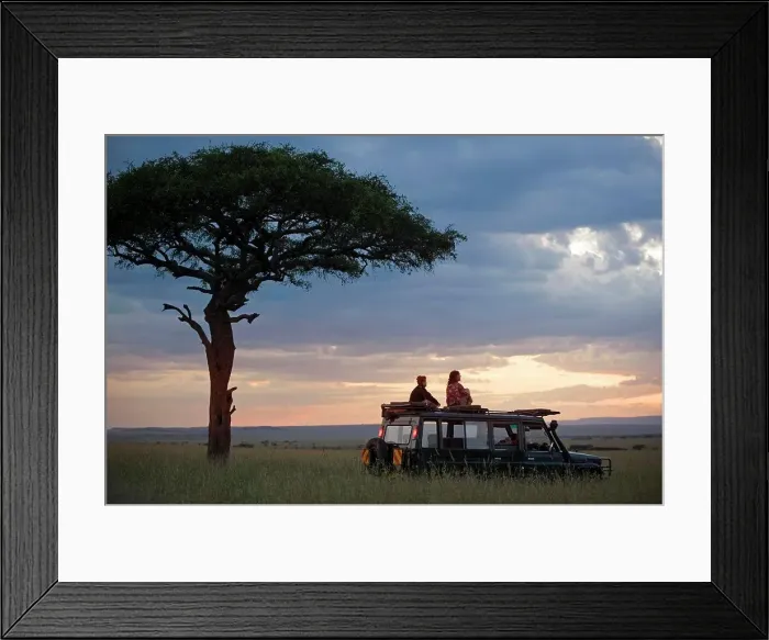 Framed Print : Kenya, Masai Mara. A stop for a break during a game drive in the Mara
