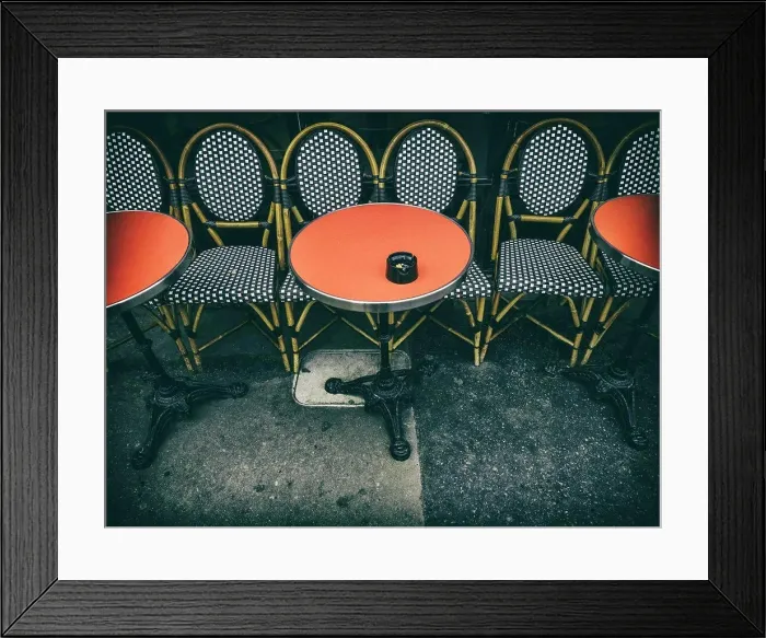 Framed Print : Outdoor restaurant seating in Paris, France Framed Print : Outdoor restaurant seating in Paris, France