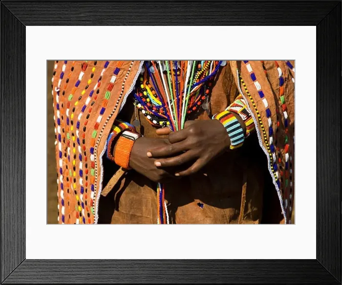 Framed Print : masai wedding garment; masai mara, kenya Framed Print : masai wedding garment; masai mara, kenya