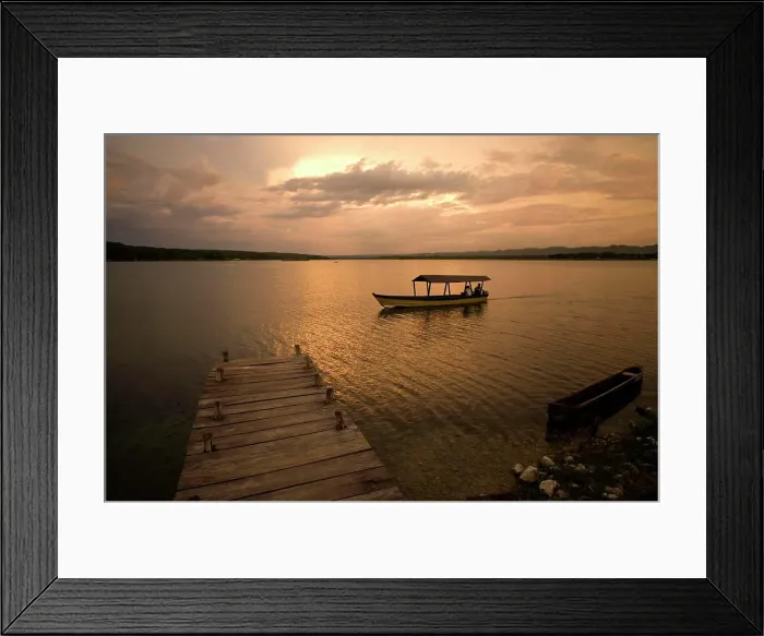 Framed Print : Guatemala - Flores Lake & pontoon at sunset Framed Print : Guatemala - Flores Lake & pontoon at sunset