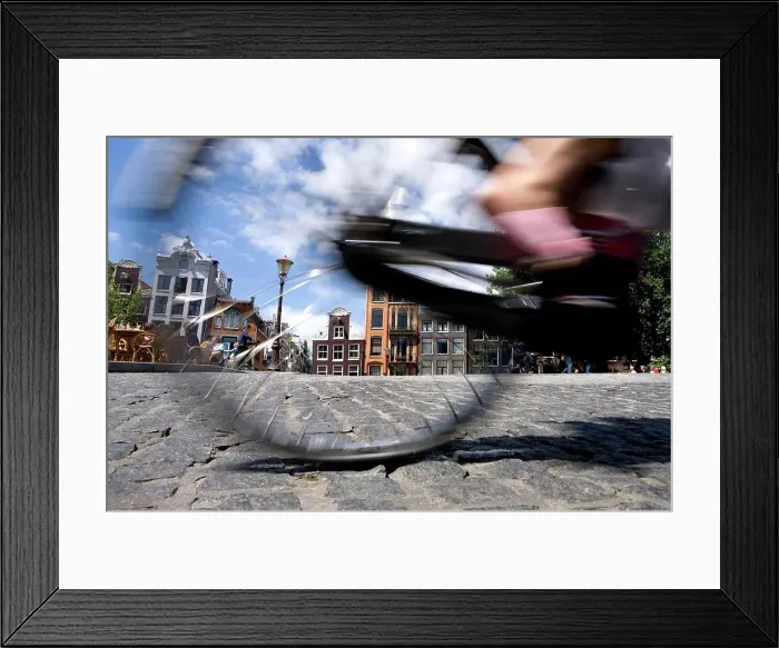 Framed Print : Cyclist, Amsterdam, the Netherlands Framed Print : Cyclist, Amsterdam, the Netherlands