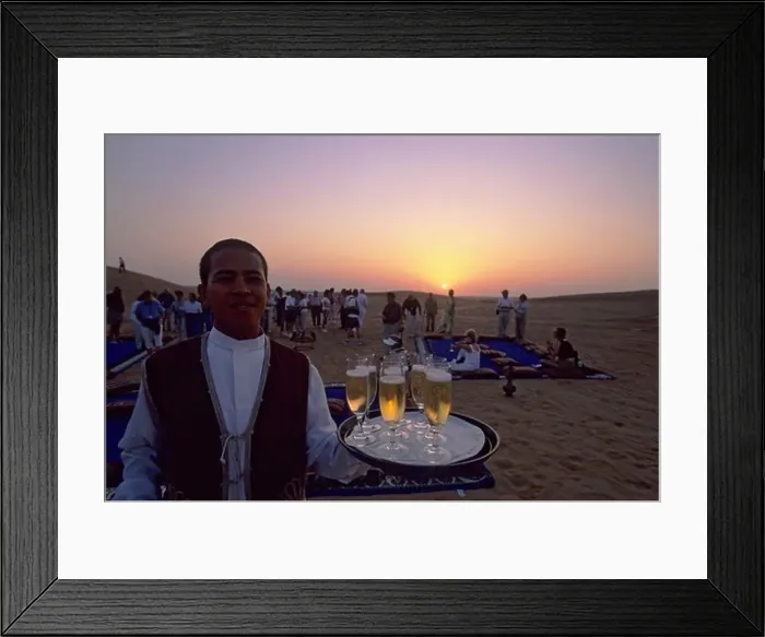 Framed Print : UNITED ARAB EMIRATES, DUBAI DESERT CONSERVATION RESERVE, TOURISTS, CHAMPAGNE Framed Print : UNITED ARAB EMIRATES, DUBAI DESERT CONSERVATION RESERVE, TOURISTS, CHAMPAGNE