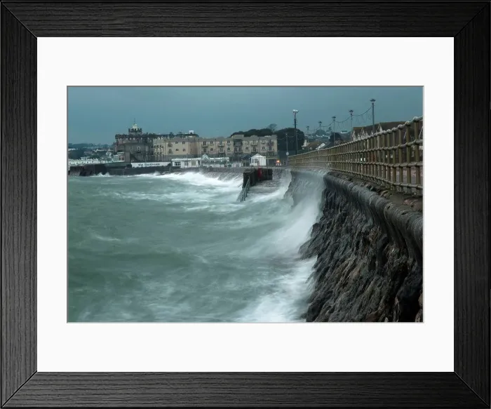 Framed Print : England, Devon, Paignton. Winter storm on the Devon coast at Paignton