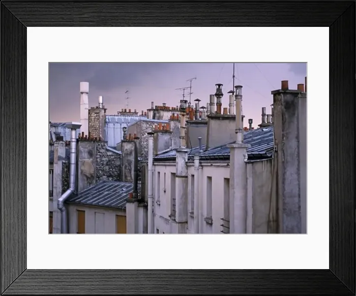Framed Print : Paris apartments in the evening light, rooftops of Paris, romantic, Paris, France