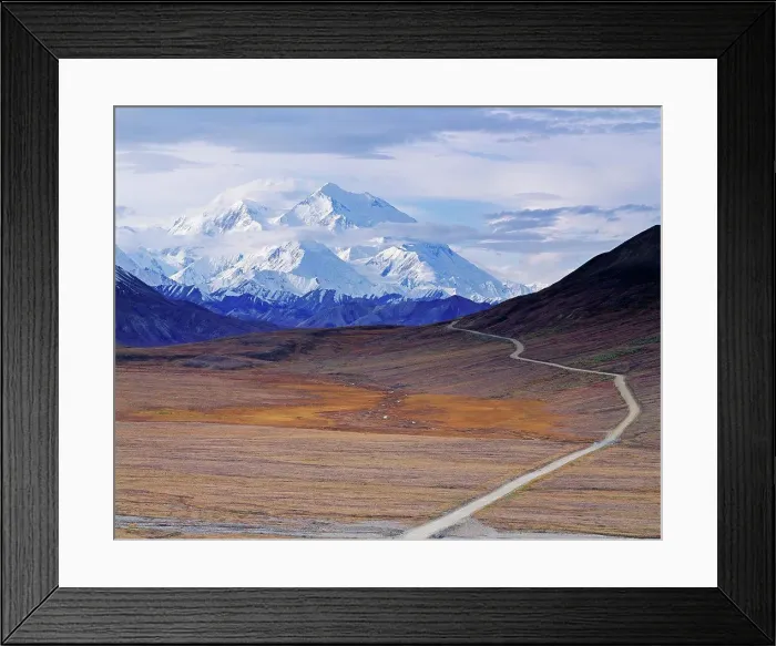 Framed Print : View from Stony Hill Overlook of Denali Park Road leading toward Denali or Mt. McKinley, Denali National Park, Alaska Framed Print : View from Stony Hill Overlook of Denali Park Road leading toward Denali or Mt. McKinley, Denali National Park, Alaska
