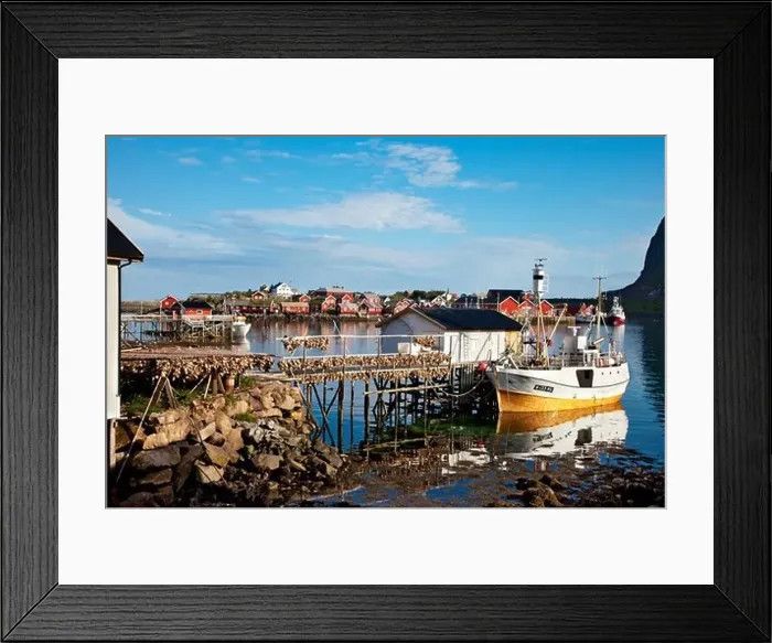 Framed Print : Drying fish, Reine village, Moskenesoya, Lofoten Islands, North Norway, Norway Framed Print : Drying fish, Reine village, Moskenesoya, Lofoten Islands, North Norway, Norway