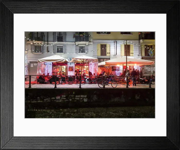 Framed Print : Italy, Lombardy, Milan, Navigli by night