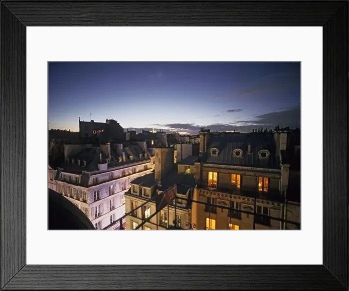 Framed Print : Evening view above the rooftops of Paris, 2e Paris, France Framed Print : Evening view above the rooftops of Paris, 2e Paris, France