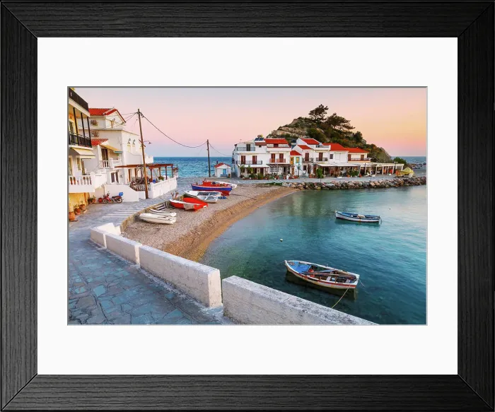 Framed Print : Picturesque Kokkari village on Samos island, Greece Framed Print : Picturesque Kokkari village on Samos island, Greece