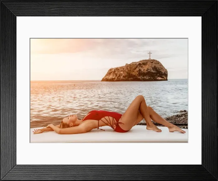 Framed Print : Woman in red bikini on Beach Framed Print : Woman in red bikini on Beach