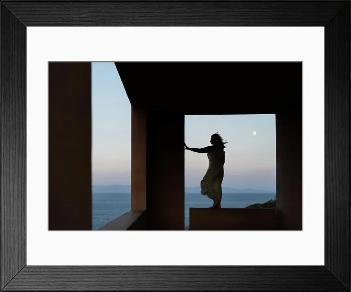 Framed Print : Woman enjoying a beautiful view of sea in Greece Framed Print : Woman enjoying a beautiful view of sea in Greece