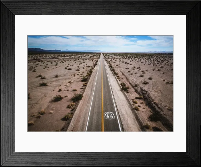 Framed Print : Route 66 stretches into the Mojave Desert in southern California Framed Print : Route 66 stretches into the Mojave Desert in southern California