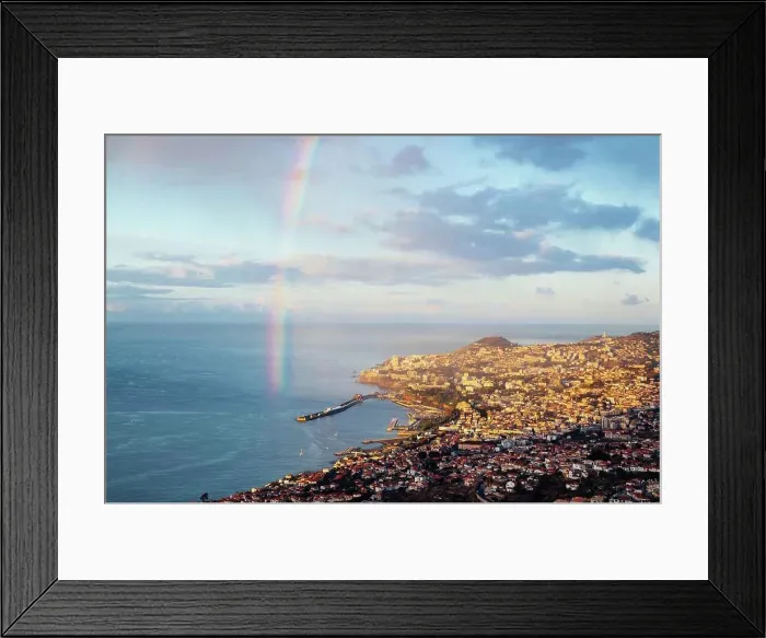 Framed Print : Rainbow Over Island in Portugal Framed Print : Rainbow Over Island in Portugal