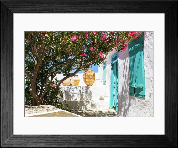 Framed Print : Old ceramic vessels in Apollonia village on Sifnos island in Greece