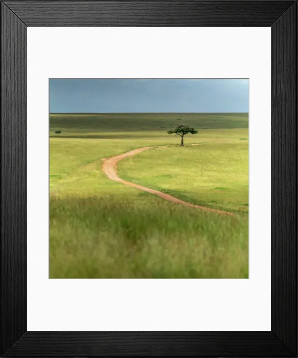 Framed Print : Dirt road winding through rolling hills of the Maasai Mara in Kenya Framed Print : Dirt road winding through rolling hills of the Maasai Mara in Kenya