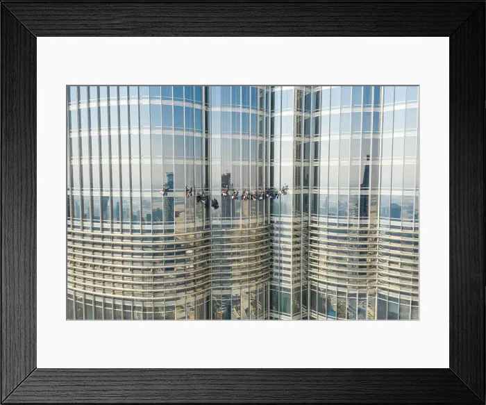 Framed Print : Aerial view of men working in the Burj Khalifa building, Dubai, United Arab Emirates Framed Print : Aerial view of men working in the Burj Khalifa building, Dubai, United Arab Emirates