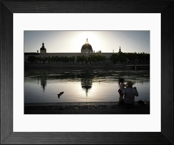 Framed Print : France, Lyon on 07 / 08 / 2020. Illustration of daily life in Lyon