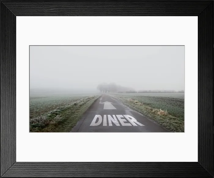 Framed Print : Street Sign to Diner Street Sign to Diner Copyright: xZoonar.com / ThomasxxReimerx 13717800