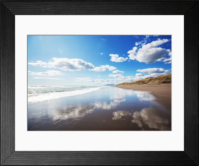 Framed Print : Beautiful landscapes it the Ocean Beach, New Zealand. Inspiring natural and travel background Framed Print : Beautiful landscapes it the Ocean Beach, New Zealand. Inspiring natural and travel background