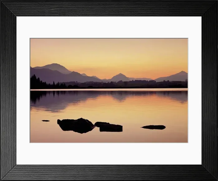 Framed Print : Sunset at a lake, Hopfensee, Ostallgäu, Upper Bavaria, Germany Framed Print : Sunset at a lake, Hopfensee, Ostallgäu, Upper Bavaria, Germany