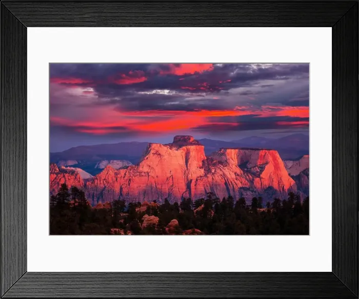 Framed Print : Zion National Park. Beautiful unspiring natural landscapes. Peak in Zion Park at sunset Framed Print : Zion National Park. Beautiful unspiring natural landscapes. Peak in Zion Park at sunset