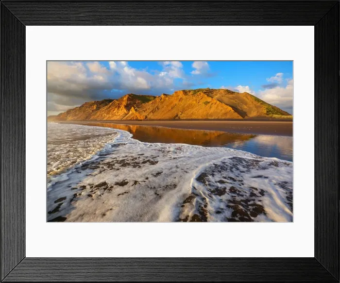 Framed Print : Beautiful landscapes it the Ocean Beach, New Zealand. Inspiring natural and travel background Framed Print : Beautiful landscapes it the Ocean Beach, New Zealand. Inspiring natural and travel background