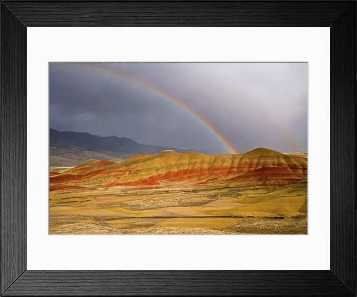 Framed Print : Rainbow over hills, Painted Hills, John Day Fossil Beds National Monument, Oregon, USA Framed Print : Rainbow over hills, Painted Hills, John Day Fossil Beds National Monument, Oregon, USA