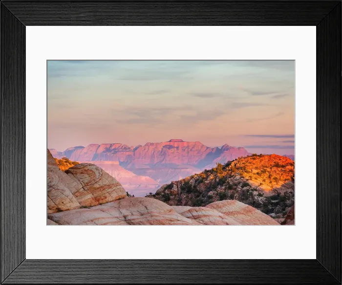 Framed Print : Zion National Park. Beautiful unspiring natural landscapes. Peak in Zion Park at sunset Framed Print : Zion National Park. Beautiful unspiring natural landscapes. Peak in Zion Park at sunset