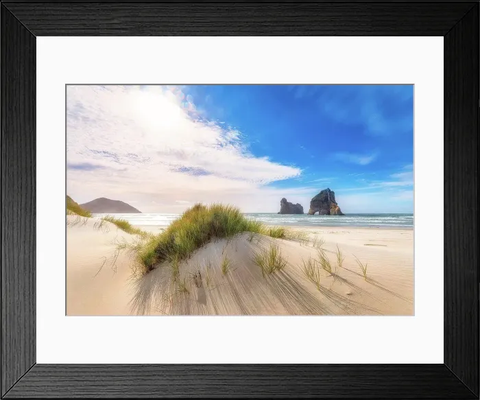 Framed Print : New Zealand, South Island, Scenic view of¶ÿWharariki¶ÿBeach Framed Print : New Zealand, South Island, Scenic view of¶ÿWharariki¶ÿBeach