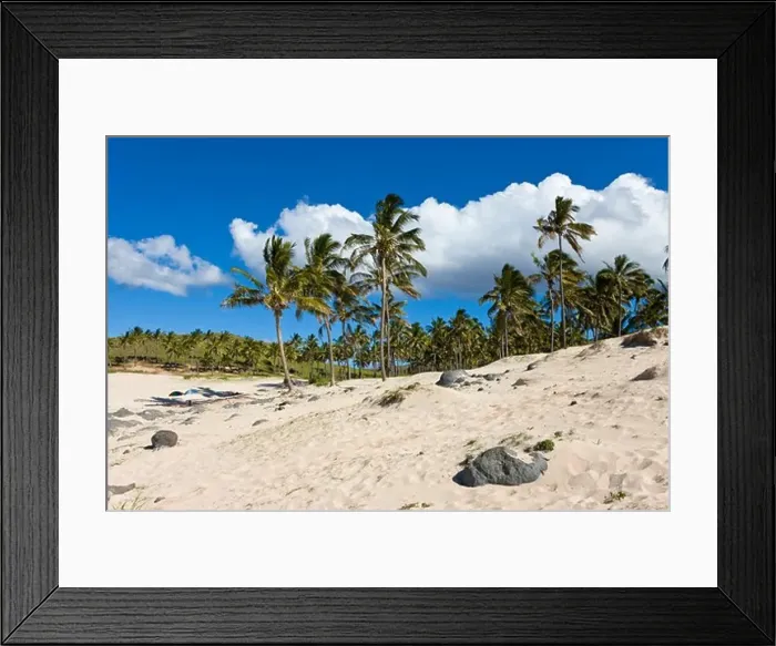 Framed Print : Chile, Rapa Nui, Easter Island, Anakena beach Framed Print : Chile, Rapa Nui, Easter Island, Anakena beach