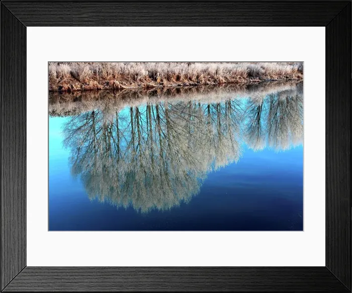 Framed Print : Hoare frost winter scene, river Welland, Peakirk village, Cambridgeshire, England; Britain; UK Framed Print : Hoare frost winter scene, river Welland, Peakirk village, Cambridgeshire, England; Britain; UK