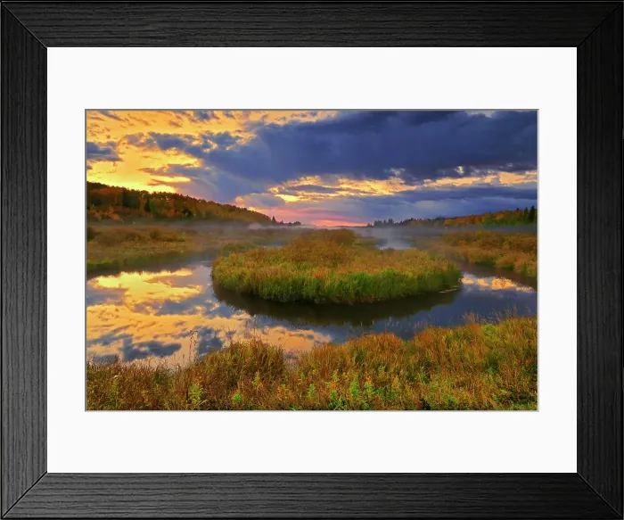 Framed Print : Dawn sky reflects in Sppuce River in autumn Prince Albert National Park Saskatchewan Canada Framed Print : Dawn sky reflects in Sppuce River in autumn Prince Albert National Park Saskatchewan Canada