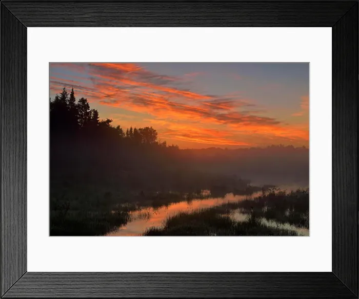 Framed Print : A beaver pond in late summer at dawn, Greater Sudbury, Ontario, Canada