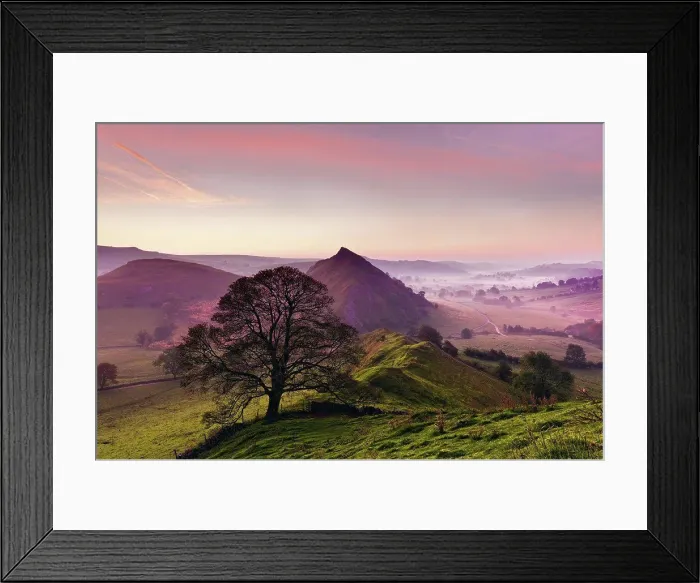 Framed Print : England, Derbyshire, Peak District. View from Chrome Hill in the Peak District at sunrise
