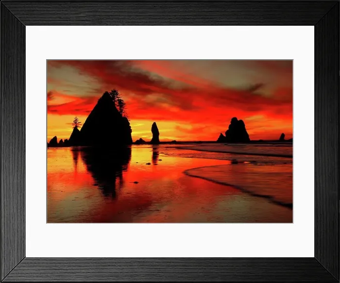 Framed Print : USA, Washington, Olympic National Park, Shi-Shi Beach, View of Point of the Arches rock formation Framed Print : USA, Washington, Olympic National Park, Shi-Shi Beach, View of Point of the Arches rock formation