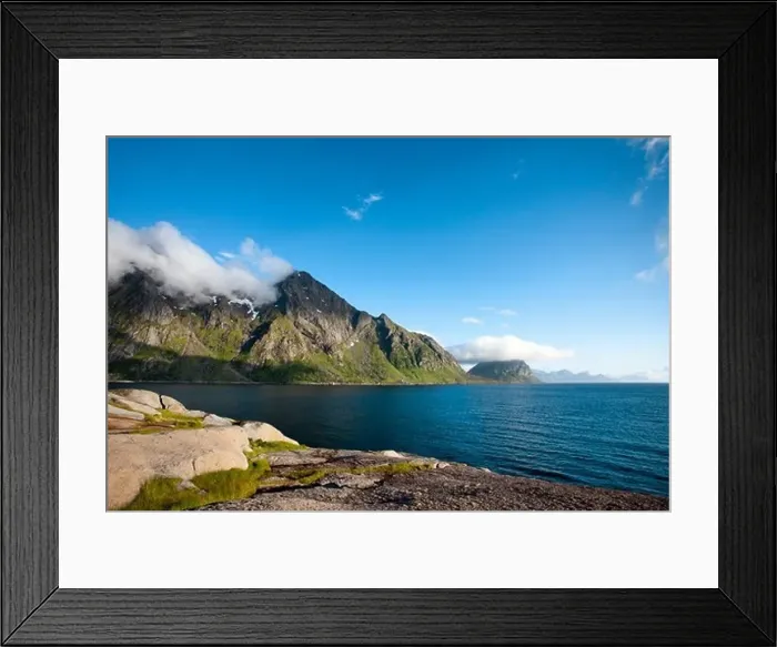 Framed Print : Steinsfjorden, Vestvagoya island, Lofoten Islands, North Norway, Norway Framed Print : Steinsfjorden, Vestvagoya island, Lofoten Islands, North Norway, Norway