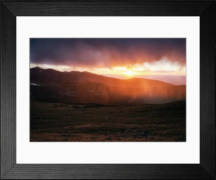 Framed Print : Rain showers mix with the Sunset, Colorado