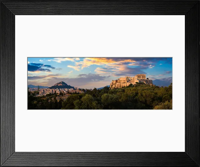Framed Print : Panorama of famous greek tourist landmark - the iconic Parthenon Temple at the Acropolis of Athens as seen Framed Print : Panorama of famous greek tourist landmark - the iconic Parthenon Temple at the Acropolis of Athens as seen