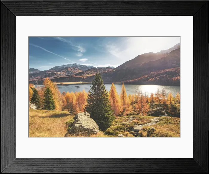 Framed Print : Typische Herbstlandschaft im Hochgebirge der Schweizer Alpen *** typical Autumn Landscape at High mountains the Swiss Framed Print : Typische Herbstlandschaft im Hochgebirge der Schweizer Alpen *** typical Autumn Landscape at High mountains the Swiss