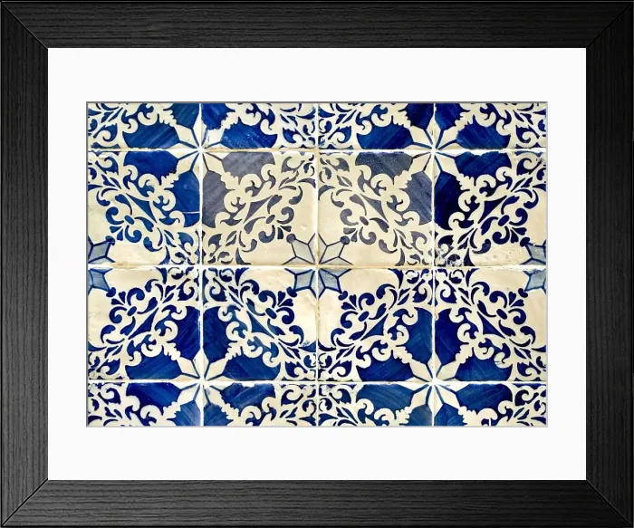 Framed Print : Traditional blue colored tiles decorating old Lisbon buildings Framed Print : Traditional blue colored tiles decorating old Lisbon buildings
