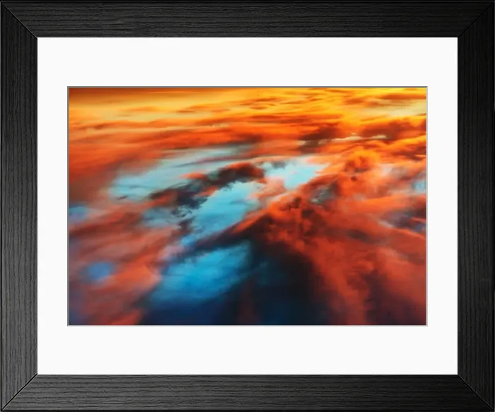 Framed Print : Colorful orange and blue dramatic sky with clouds for abstract background Framed Print : Colorful orange and blue dramatic sky with clouds for abstract background