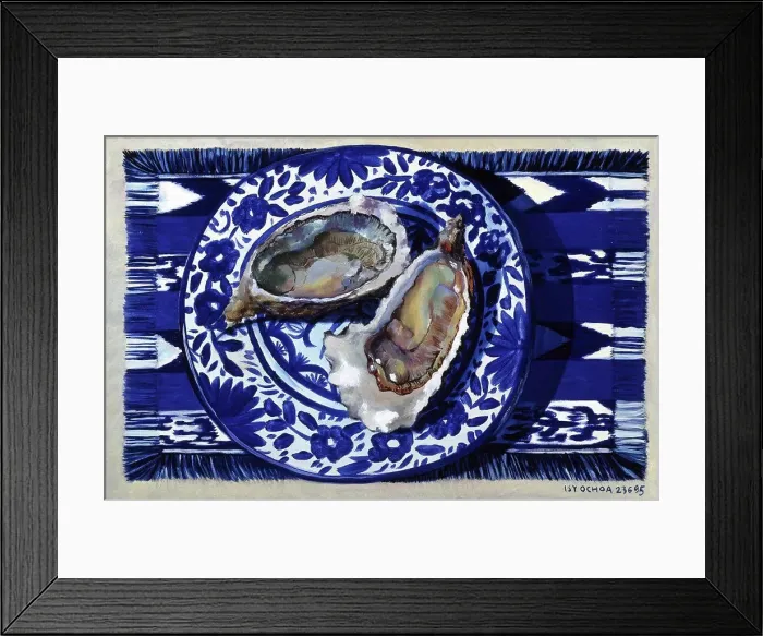 Framed Print : Oysters 1995 Isy Ochoa (b.1961 French) Oil on canvas