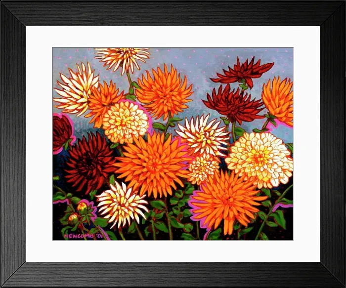Framed Print : Zinnias John Newcomb, Acrylic, 2001 Framed Print : Zinnias John Newcomb, Acrylic, 2001