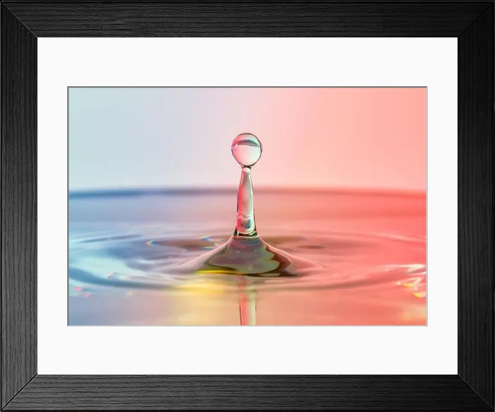 Framed Print : High speed water drop photograph Framed Print : High speed water drop photograph