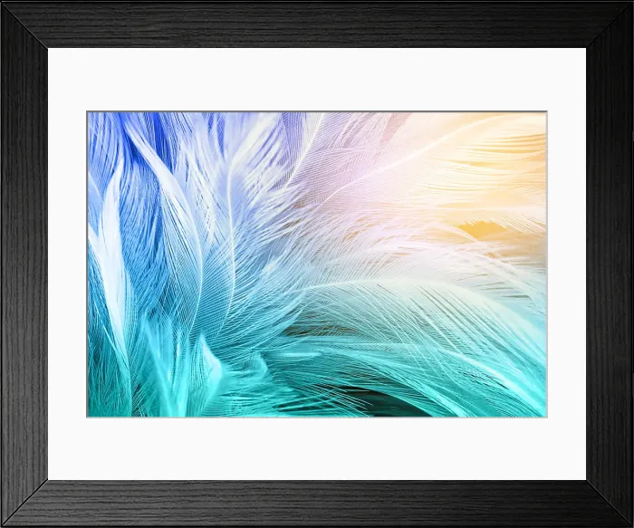Framed Print : Green turquoise and blue color trends chicken feather texture background, Light orange Framed Print : Green turquoise and blue color trends chicken feather texture background, Light orange