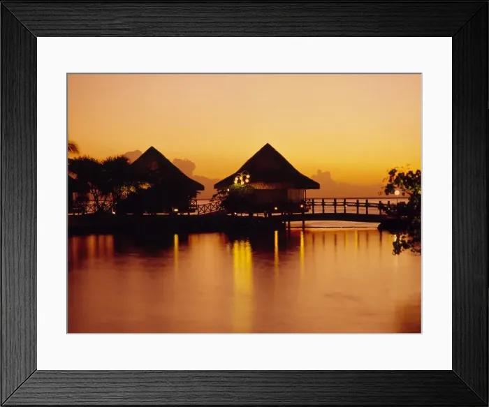 Framed Print : Overwater Bungalows in Tahiti Framed Print : Overwater Bungalows in Tahiti